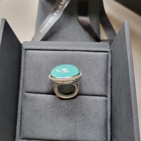 David Yurman aqua chalcedony and pave diamond ring with matching bangle - Picture 8 of 13